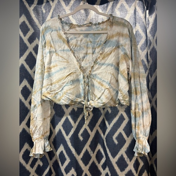 Surf Gypsy Tops - Surf Gypsy Tie Dye Crop Long Sleeve Size L